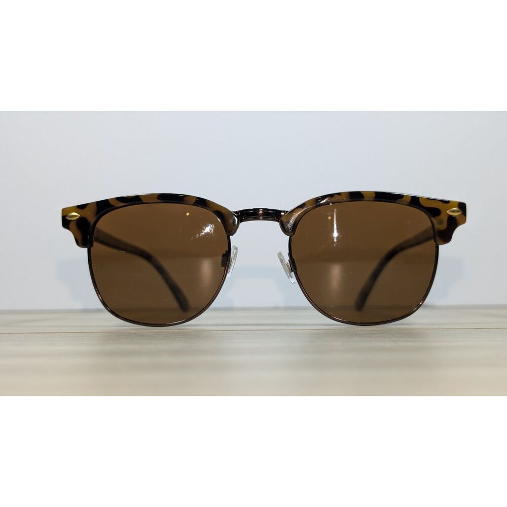 Tortoise Shell Clubmaster Style Sunglasses Brown Lenses Unisex Retro Shades